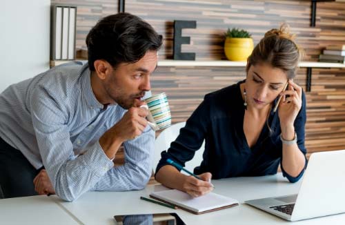 tw business partners at work