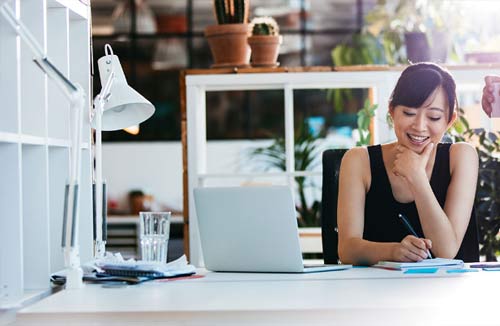 woman at her desk